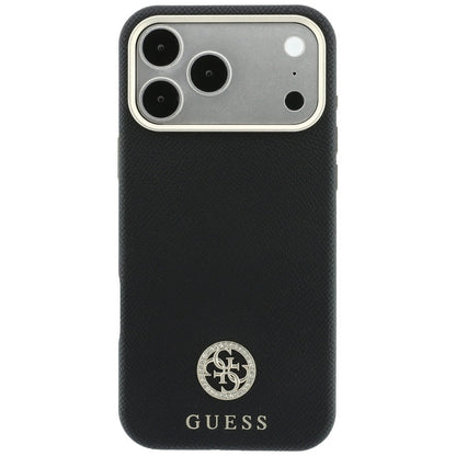 MagSafe-hoesje voor Apple iPhone 18 Pro / 17 Pro, Guess, Gegranuleerd Rond Strass-logo, Zwart