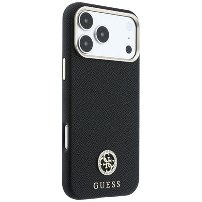MagSafe-hoesje voor Apple iPhone 18 Pro / 17 Pro, Guess, Gegranuleerd Rond Strass-logo, Zwart