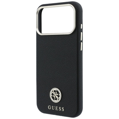 MagSafe-hoesje voor Apple iPhone 18 Pro / 17 Pro, Guess, Gegranuleerd Rond Strass-logo, Zwart