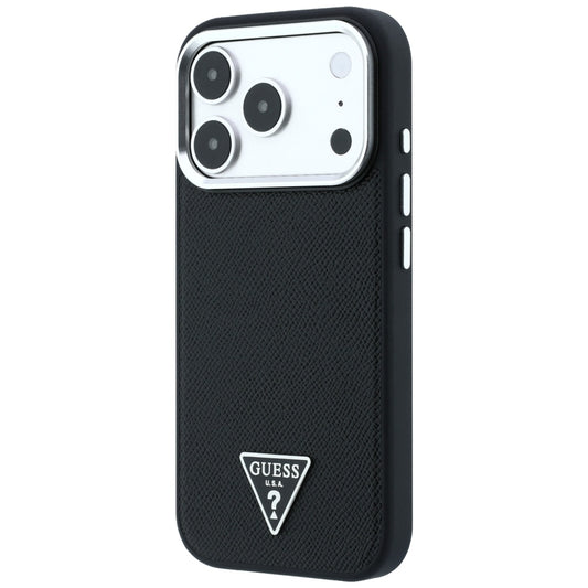 MagSafe-hoesje voor Apple iPhone 18 Pro / 17 Pro, Guess, Gegranuleerd Driehoek Logo, Zwart