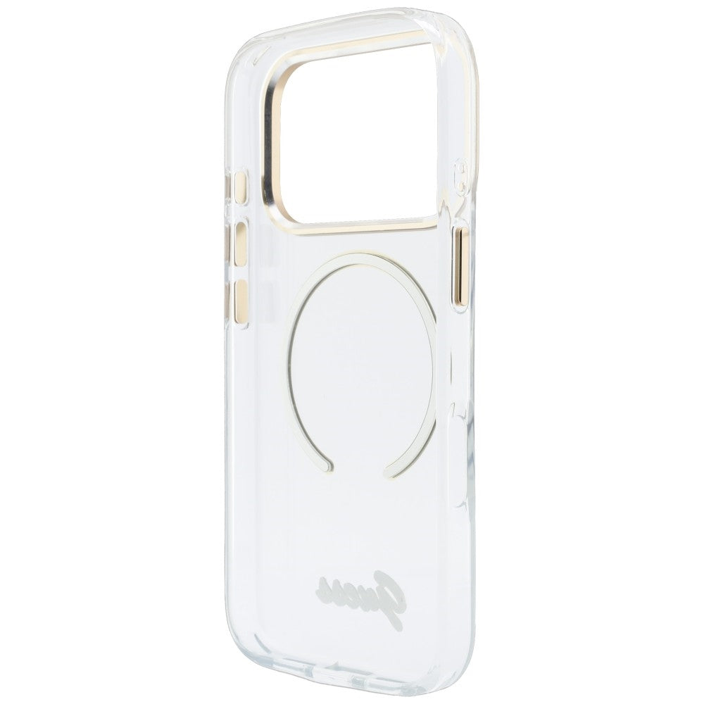 MagSafe-hoesje voor Apple iPhone 18 Pro / 17 Pro, Guess, IML Script Metal, transparant