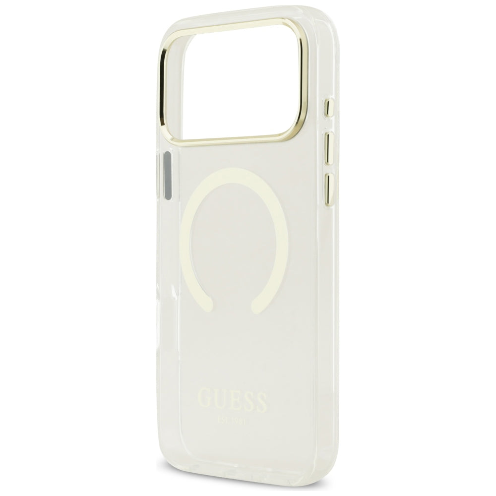 MagSafe-hoesje voor Apple iPhone 18 Pro / 17 Pro, Guess, Metal Outline, Goudkleurig