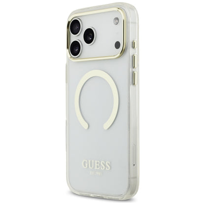 MagSafe-hoesje voor Apple iPhone 18 Pro / 17 Pro, Guess, Metal Outline, Goudkleurig