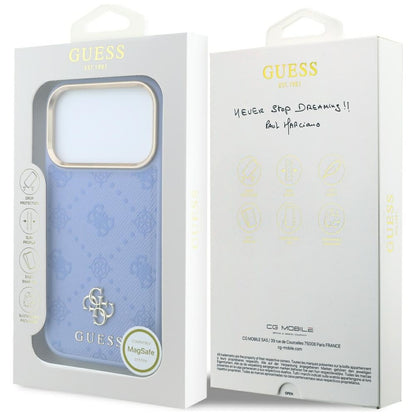 MagSafe-hoesje voor Apple iPhone 18 Pro / 17 Pro, Guess, Peony 4G Small Logo, Blauw