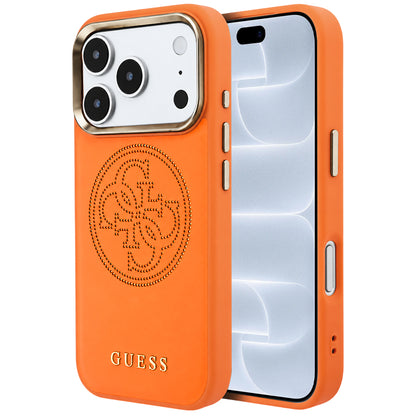 MagSafe-hoesje voor Apple iPhone 18 Pro / 17 Pro, Guess, Geperforeerd 4G, Oranje