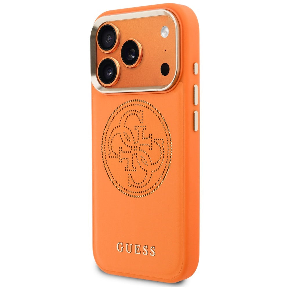 MagSafe-hoesje voor Apple iPhone 18 Pro / 17 Pro, Guess, Geperforeerd 4G, Oranje