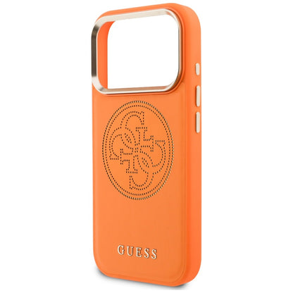 MagSafe-hoesje voor Apple iPhone 18 Pro / 17 Pro, Guess, Geperforeerd 4G, Oranje