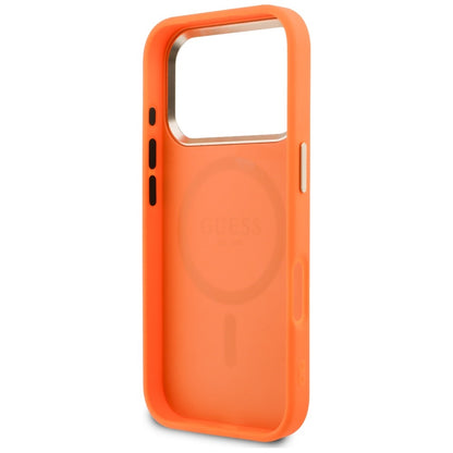 MagSafe-hoesje voor Apple iPhone 18 Pro / 17 Pro, Guess, Geperforeerd 4G, Oranje