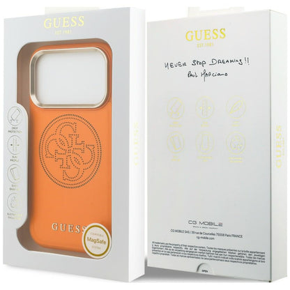 MagSafe-hoesje voor Apple iPhone 18 Pro / 17 Pro, Guess, Geperforeerd 4G, Oranje