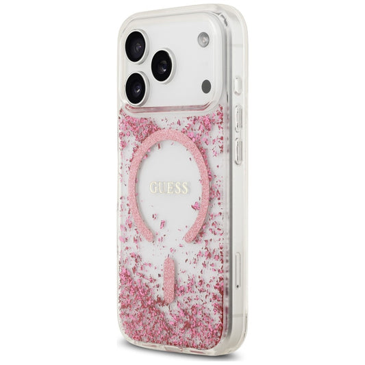 MagSafe-hoesje voor Apple iPhone 18 Pro / 17 Pro, Guess, Resin Bottom Glitter, Roze
