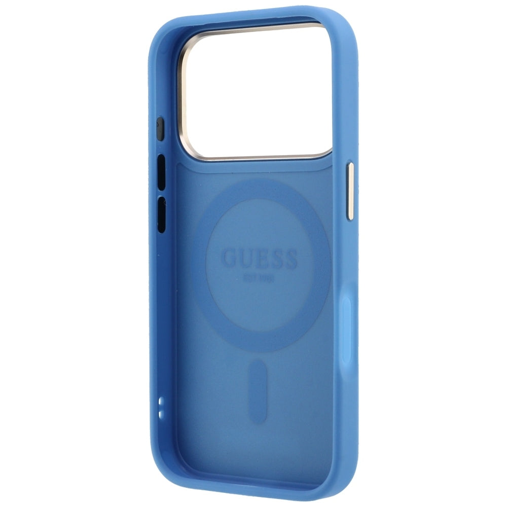 MagSafe-hoes voor Apple iPhone 18 Pro / 17 Pro, Guess, Ring Stand 360 4G Classic Logo, Blauw