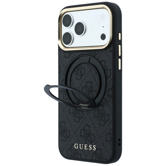 MagSafe-hoesje voor Apple iPhone 18 Pro / 17 Pro, Guess, Ring Stand Classic Logo, Zwart