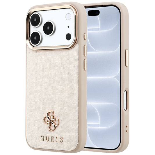 MagSafe-hoesje voor Apple iPhone 18 Pro / 17 Pro, Guess, Saffiano Small 4G Classic, Beige