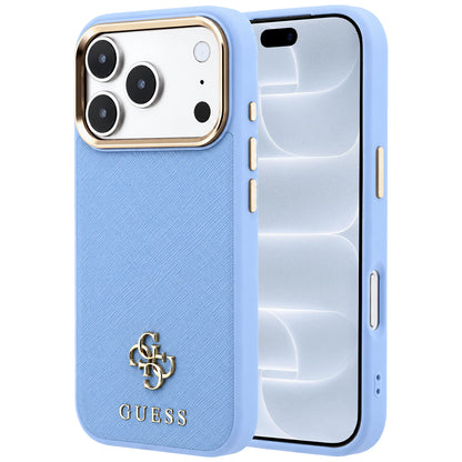 MagSafe-hoesje voor Apple iPhone 18 Pro / 17 Pro, Guess, Saffiano Small 4G Classic, Bleu