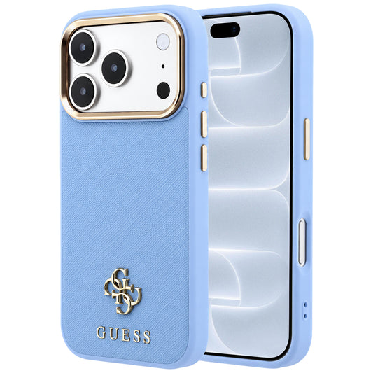 MagSafe-hoesje voor Apple iPhone 18 Pro / 17 Pro, Guess, Saffiano Small 4G Classic, Bleu