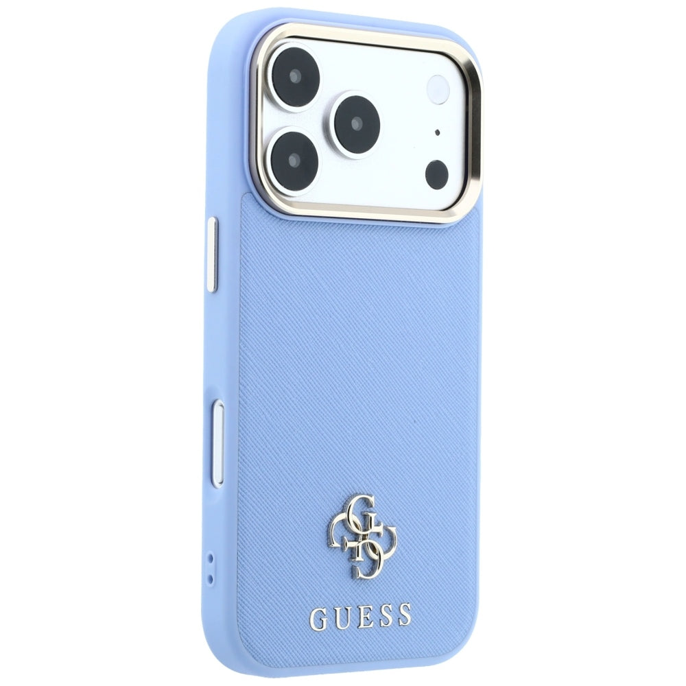 MagSafe-hoesje voor Apple iPhone 18 Pro / 17 Pro, Guess, Saffiano Small 4G Classic, Bleu