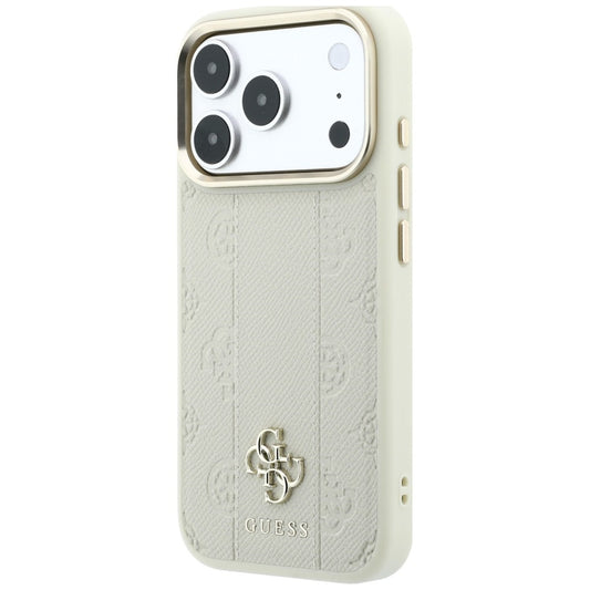 MagSafe-hoesje voor Apple iPhone 18 Pro / 17 Pro, Guess, Stripe Peony 4G, Beige