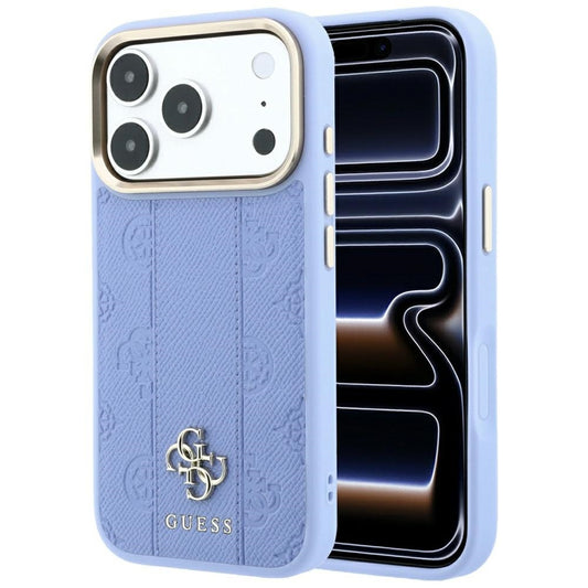 MagSafe-hoesje voor Apple iPhone 18 Pro / 17 Pro, Guess, Stripe Peony 4G, Blauw