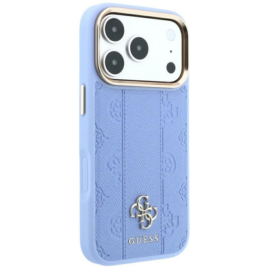 MagSafe-hoesje voor Apple iPhone 18 Pro / 17 Pro, Guess, Stripe Peony 4G, Blauw