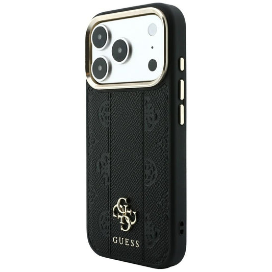 MagSafe-hoesje voor Apple iPhone 18 Pro / 17 Pro, Guess, Stripe Peony 4G, Zwart