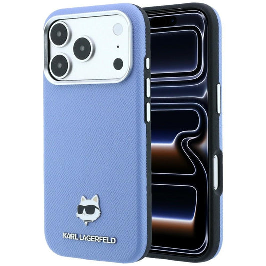 MagSafe-hoes voor Apple iPhone 18 Pro / 17 Pro, Karl Lagerfeld, Gegranuleerd Choupette Hoofd, Blauw