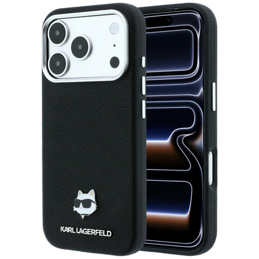 MagSafe-hoes voor Apple iPhone 18 Pro / 17 Pro, Karl Lagerfeld, Gegranuleerd Choupette-hoofd, Zwart