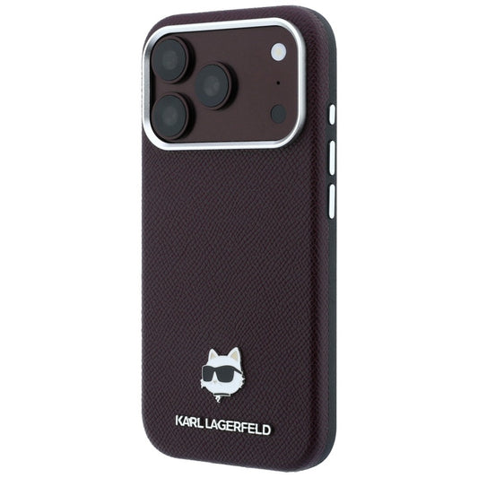MagSafe-hoesje voor Apple iPhone 18 Pro / 17 Pro, Karl Lagerfeld, Gegranuleerd Choupette-hoofd, Wijnrood