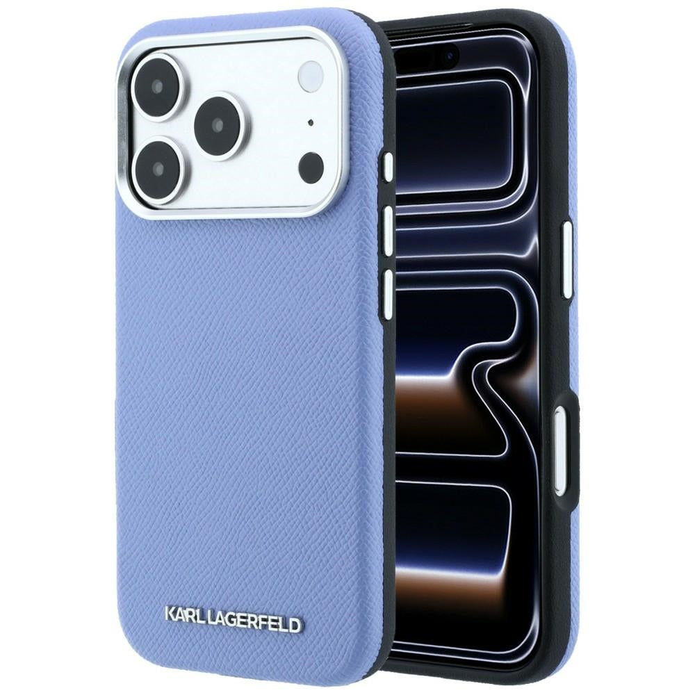 MagSafe-hoesje voor Apple iPhone 18 Pro / 17 Pro, Karl Lagerfeld, Gegranuleerd Uitgerekt Logo, Blauw