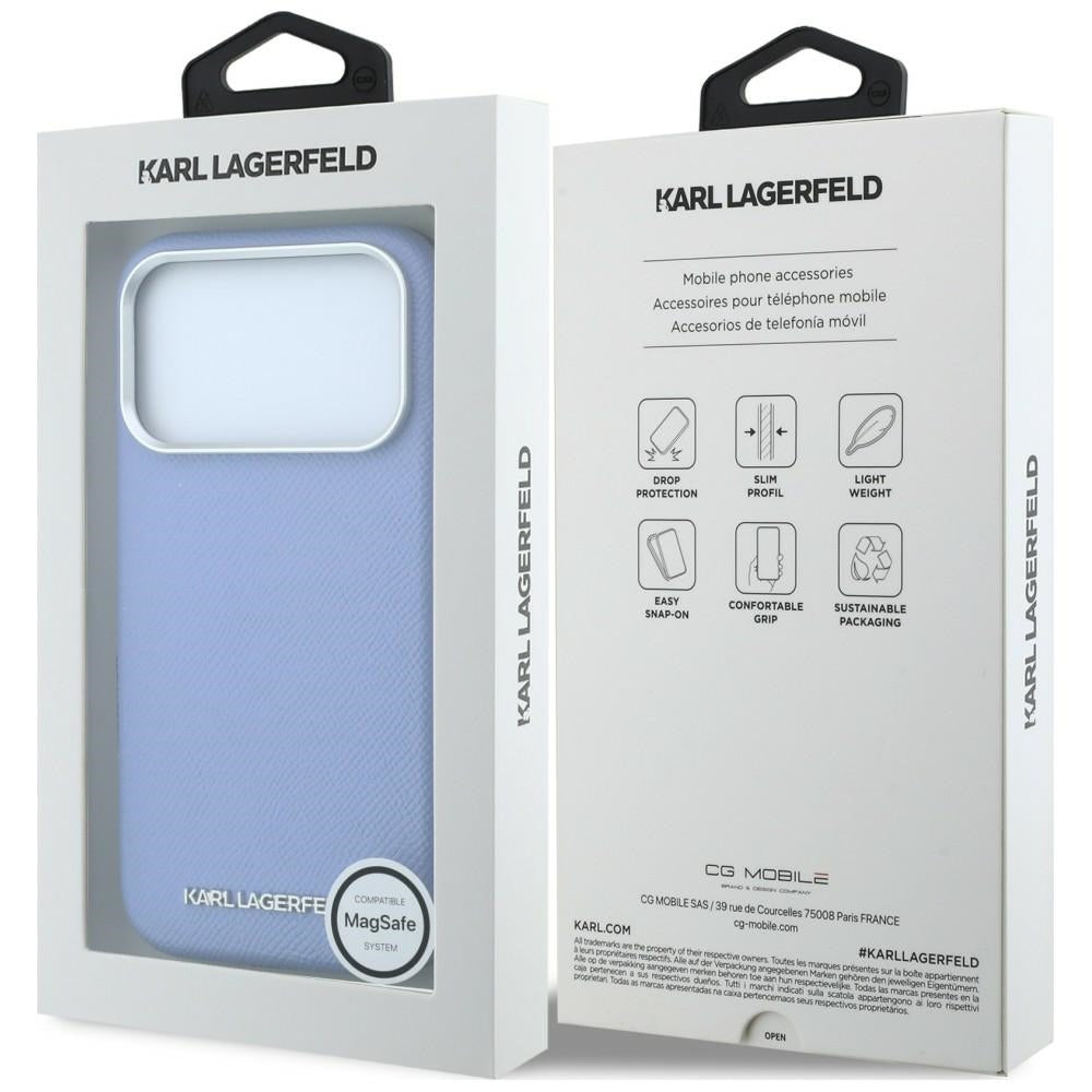 MagSafe-hoesje voor Apple iPhone 18 Pro / 17 Pro, Karl Lagerfeld, Gegranuleerd Uitgerekt Logo, Blauw