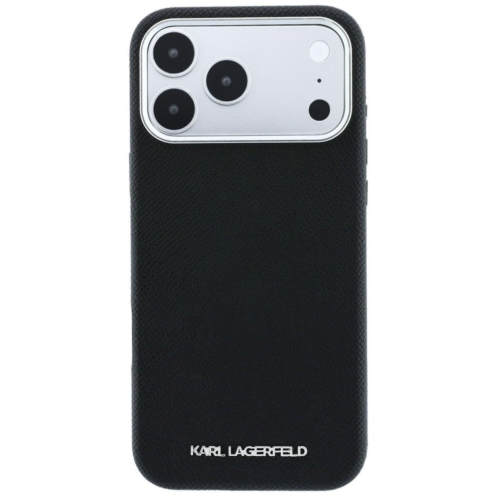 MagSafe-hoesje voor Apple iPhone 18 Pro / 17 Pro, Karl Lagerfeld, Gegranuleerd Uitgerekt Logo, Zwart