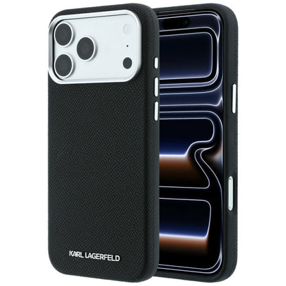 MagSafe-hoesje voor Apple iPhone 18 Pro / 17 Pro, Karl Lagerfeld, Gegranuleerd Uitgerekt Logo, Zwart