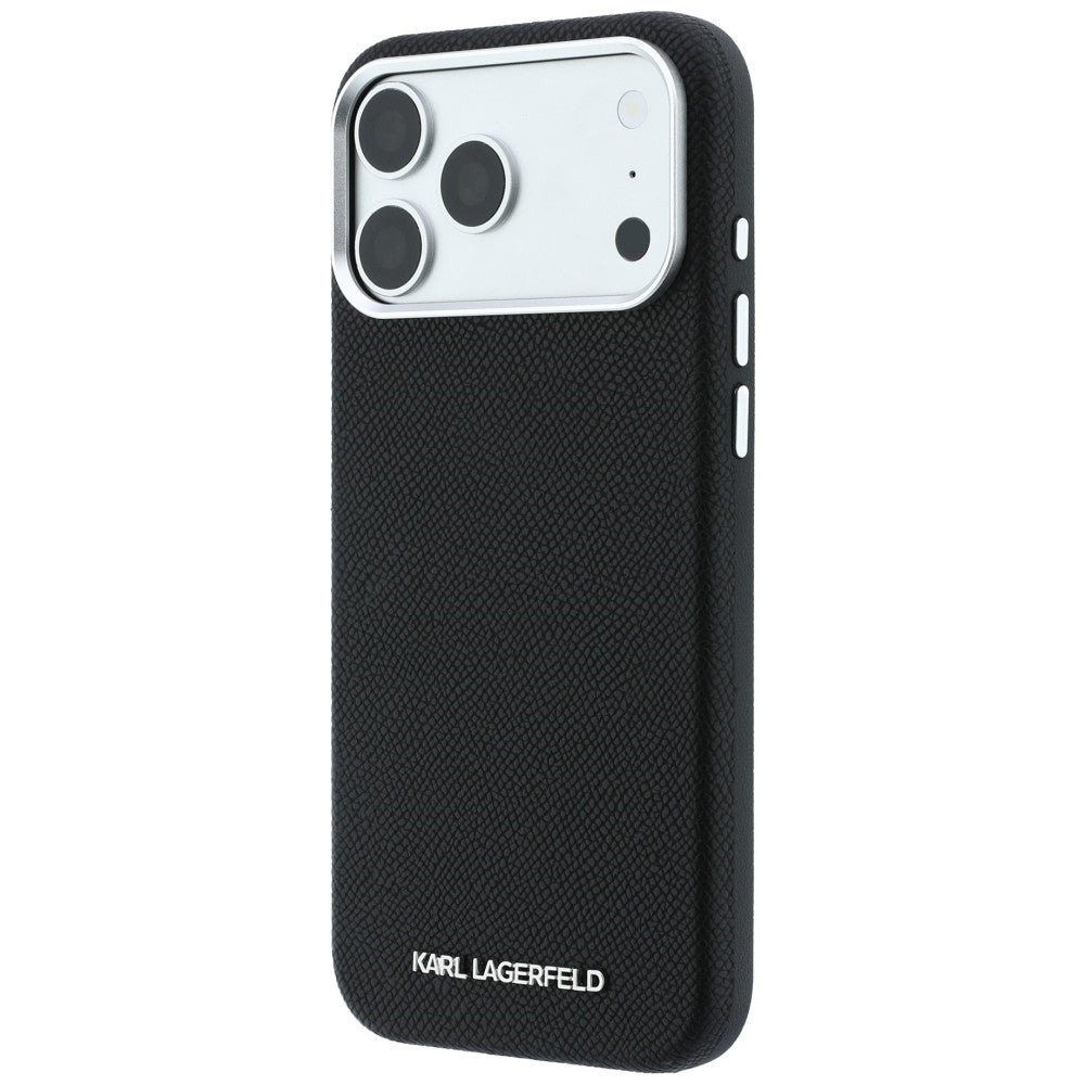 MagSafe-hoesje voor Apple iPhone 18 Pro / 17 Pro, Karl Lagerfeld, Gegranuleerd Uitgerekt Logo, Zwart