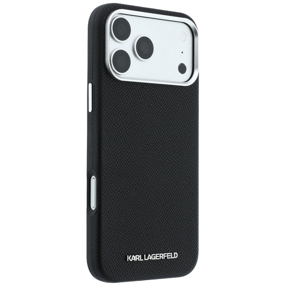 MagSafe-hoesje voor Apple iPhone 18 Pro / 17 Pro, Karl Lagerfeld, Gegranuleerd Uitgerekt Logo, Zwart