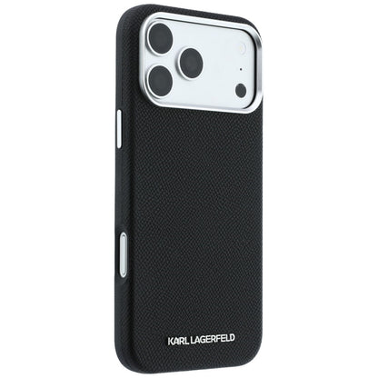 MagSafe-hoesje voor Apple iPhone 18 Pro / 17 Pro, Karl Lagerfeld, Gegranuleerd Uitgerekt Logo, Zwart