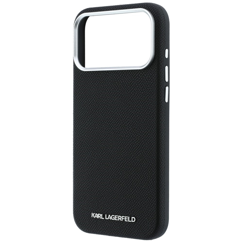 MagSafe-hoesje voor Apple iPhone 18 Pro / 17 Pro, Karl Lagerfeld, Gegranuleerd Uitgerekt Logo, Zwart