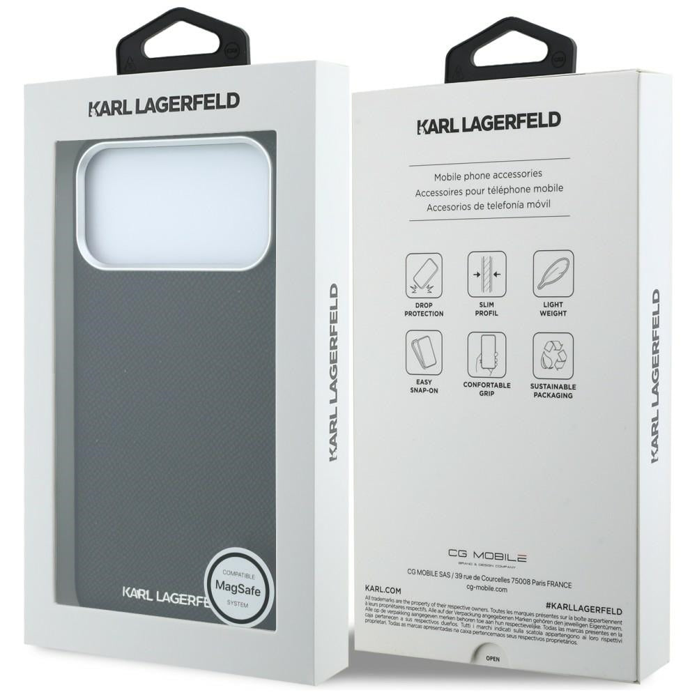 MagSafe-hoesje voor Apple iPhone 18 Pro / 17 Pro, Karl Lagerfeld, Gegranuleerd Uitgerekt Logo, Zwart