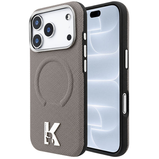 MagSafe-hoes voor Apple iPhone 18 Pro / 17 Pro, Karl Lagerfeld, Gegranuleerd Geëmbossed Ring, Beige