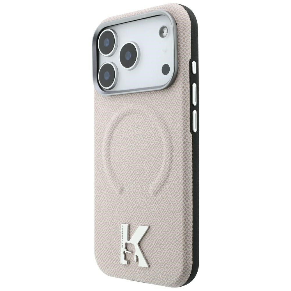 MagSafe-hoes voor Apple iPhone 18 Pro / 17 Pro, Karl Lagerfeld, Gegranuleerd Geëmbossed Ring, Beige
