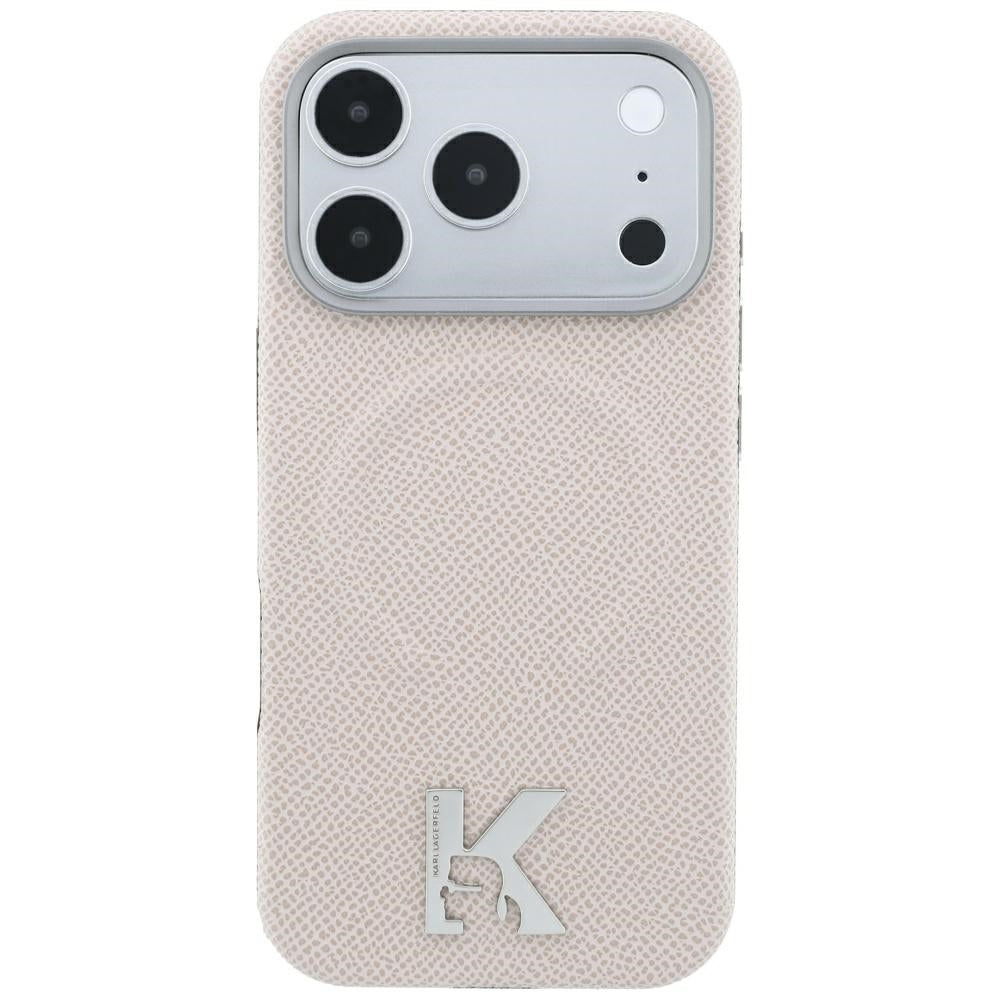MagSafe-hoes voor Apple iPhone 18 Pro / 17 Pro, Karl Lagerfeld, Gegranuleerd Geëmbossed Ring, Beige