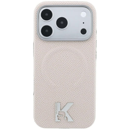 MagSafe-hoes voor Apple iPhone 18 Pro / 17 Pro, Karl Lagerfeld, Gegranuleerd Geëmbossed Ring, Beige