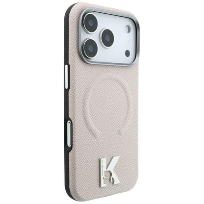 MagSafe-hoes voor Apple iPhone 18 Pro / 17 Pro, Karl Lagerfeld, Gegranuleerd Geëmbossed Ring, Beige