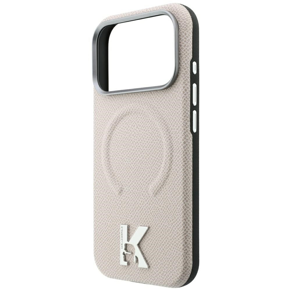 MagSafe-hoes voor Apple iPhone 18 Pro / 17 Pro, Karl Lagerfeld, Gegranuleerd Geëmbossed Ring, Beige