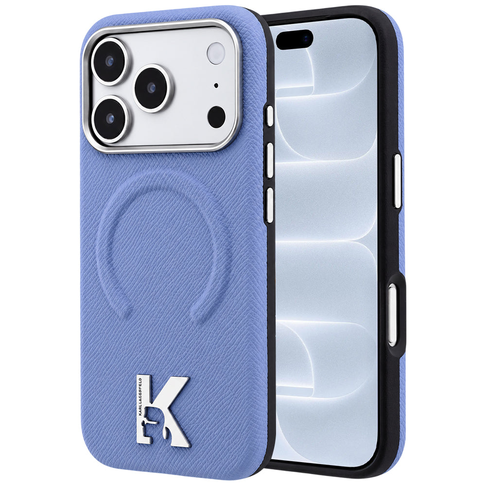 MagSafe-hoesje voor Apple iPhone 18 Pro / 17 Pro, Karl Lagerfeld, Grained Embossed Ring, blauw
