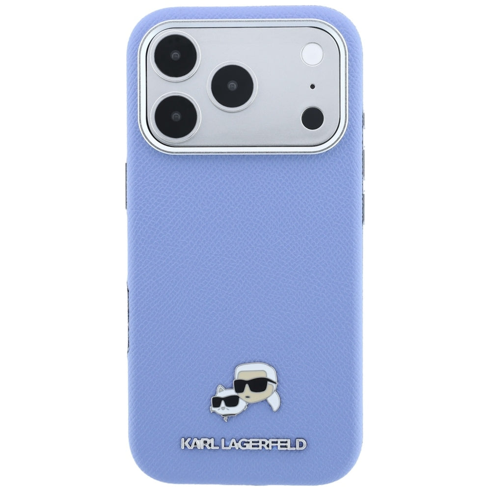 MagSafe Case for Apple iPhone 18 Pro / 17 Pro, Karl Lagerfeld, Grained Karl & Choupette Head's Metal, Blue