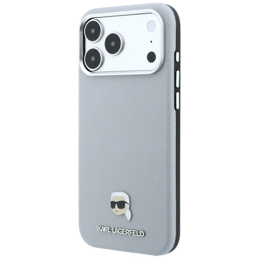 MagSafe-hoes voor Apple iPhone 18 Pro / 17 Pro, Karl Lagerfeld, Gegranuleerd Karl Head's Metaal, Grijs