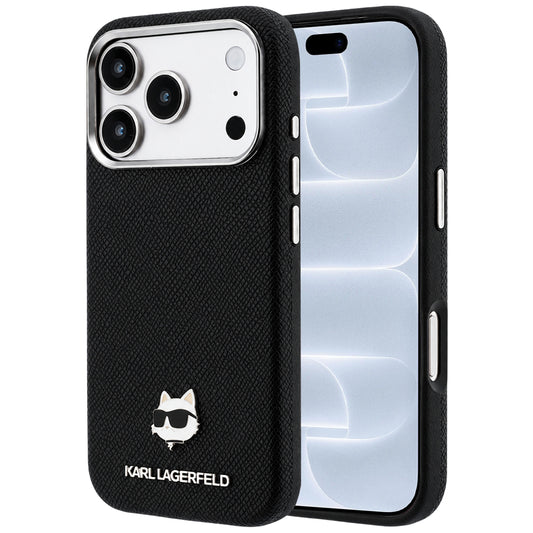 MagSafe-hoes voor Apple iPhone 18 Pro / 17 Pro, Karl Lagerfeld, Grained Karl Head's Metal, Zwart