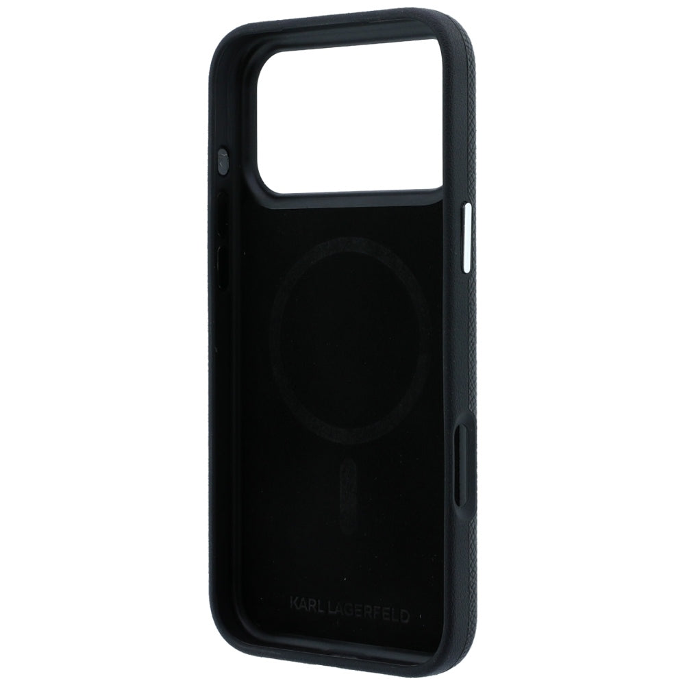 MagSafe Case for Apple iPhone 18 Pro / 17 Pro, Karl Lagerfeld, Grained Karl Head's Metal, Black
