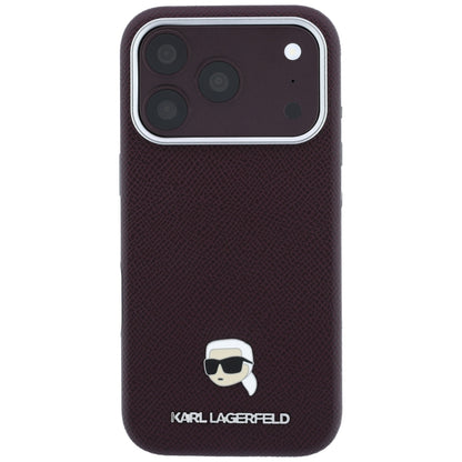 MagSafe-hoes voor Apple iPhone 18 Pro / 17 Pro, Karl Lagerfeld, Gegranuleerd Karl Head's Metaal, Bordeaux