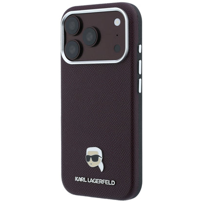 MagSafe-hoes voor Apple iPhone 18 Pro / 17 Pro, Karl Lagerfeld, Gegranuleerd Karl Head's Metaal, Bordeaux