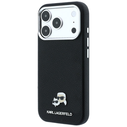 MagSafe-hoes voor Apple iPhone 18 Pro / 17 Pro, Karl Lagerfeld, Grained KC Heads, Zwart